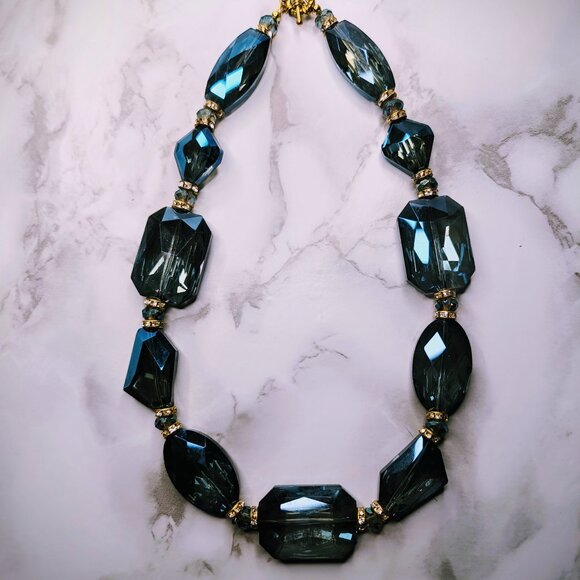 Midnight Blue crystal statement collar -Handmade one of a kind -necklace - Picture 1 of 3